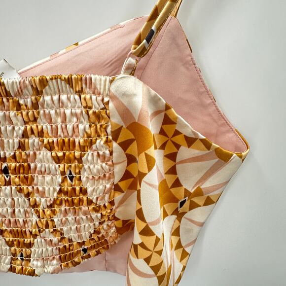 HOUSE OF HARLOW 1960's NWT Satin Geometric Crop Blouse // M - Picture 7 of 8